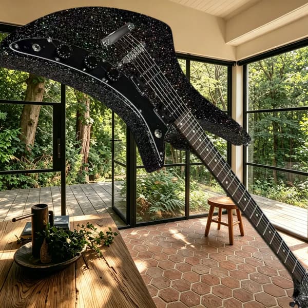 Elektrisk Guitar, Mahogni Krop, Rosenwood Griff,sort