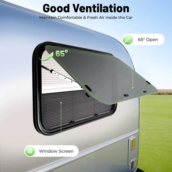 Ventilationsvindue, Aluminiumkonstruktion, Nem Installation,Sort