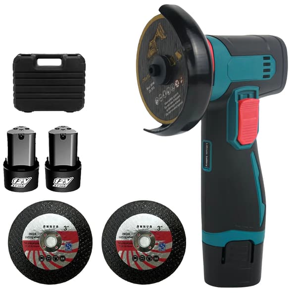 Mini vinkelslip, trådlös, uppladdningsbart batteri,Med 2 × Batteri