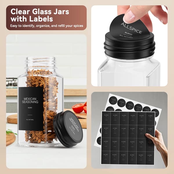 Glas Krydderiglas Sæt, Justerbar Skuffeorganisator, Tæt Design,sort