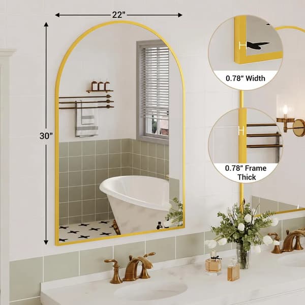 Väggspegel, Bågad Design, Hållbar Aluminiumram,Guld