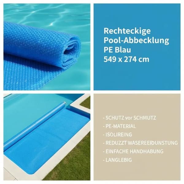 Rektangulärt Poolöverdrag, UV-beständigt, Hållbart Material,Blå
