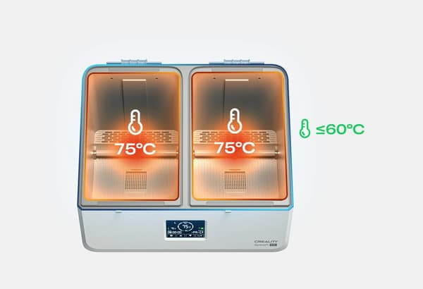 Filament Tørrer Box, Plads til 4 Filamenter, Justerbar Temperatur 45℃-70℃, Programmerbar Timer op til 48 timer, 360° Varm Luft Cirkulation