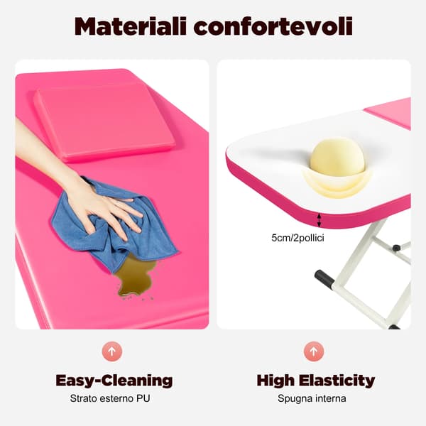 Massagebord, Foldbart Design, Høj Vægtkapacitet,Pink