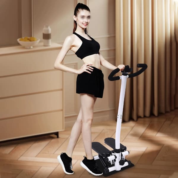 Fitness Stepper, Modstandsbånd Inkluderet, Holdbart Design,sort