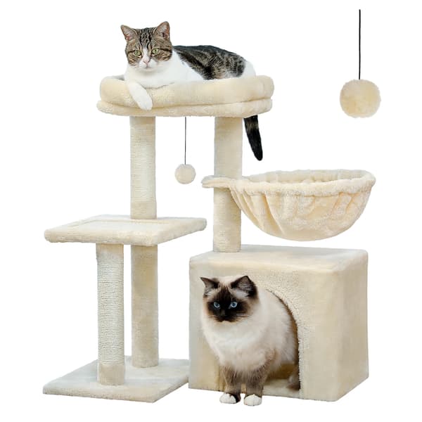 Kattträd, Flernivå, Bekväm Gömställe, VIT