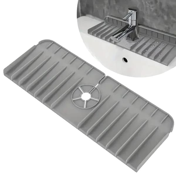 Vaskemåtte, Holdbar Silikone, Pladsbesparende Design,Grå-2PCS