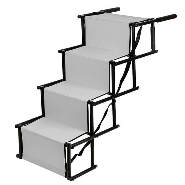 Hund Ramp, Sammenklappelig Design, Højdejusterbar,Lys Grå