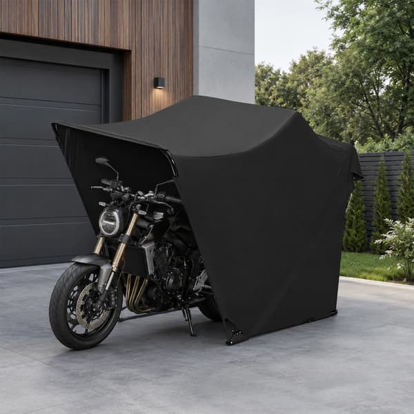 Motorcykel Telt, Vejrbeskyttelse, Robust Stålramme,sort