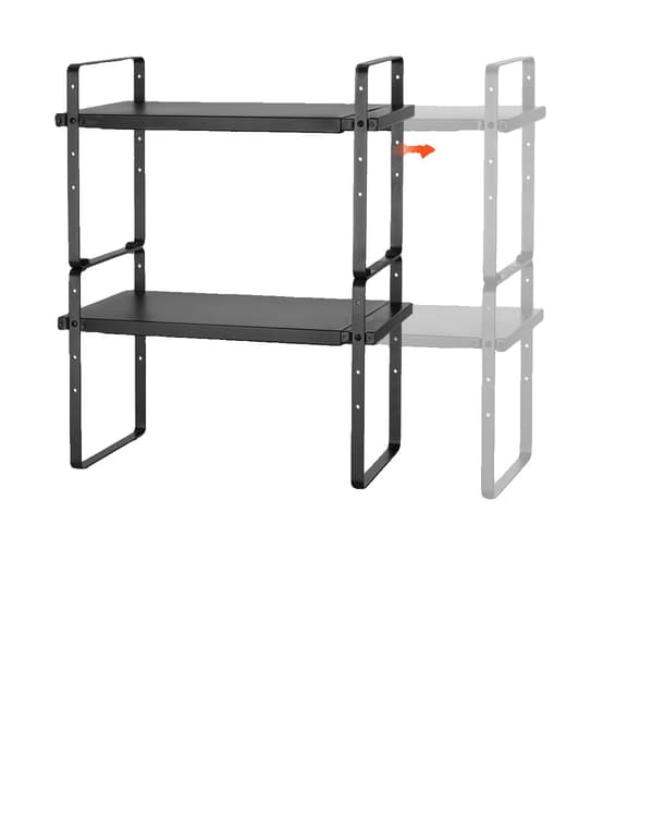 Köksregalsystem, Justerbar Höjd, Stapelbar Design,svart