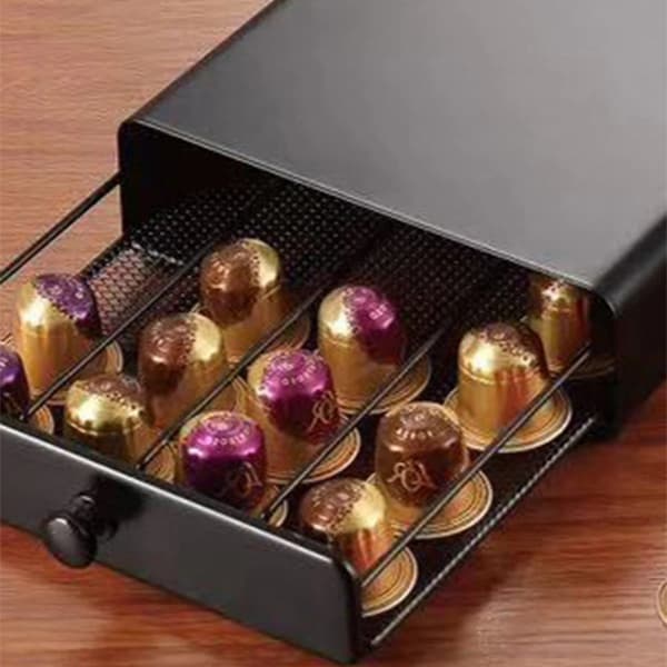 Kaffekapsel Organizer, 40 Rum, Utrækkelig Skuffe,sort