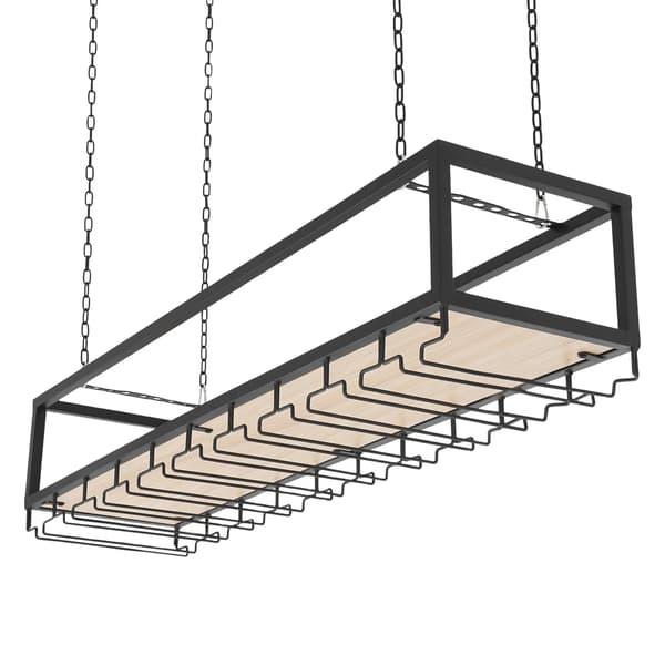 Vinglas Rack, Justerbar Højde, Industriel Stil,sort