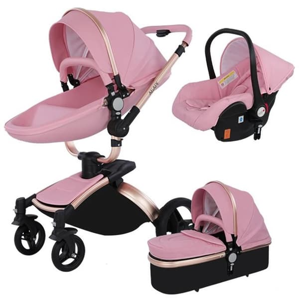 Barnvagn, hopfällbar design, terränghjul,HR005-Rosa-T