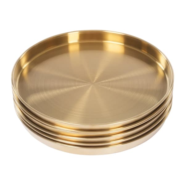 Serveringsbakker, Rustfrit Stål, Rund Form, Indvendig Diameter 30cm, Udvendig Diameter 31cm, Sæt af 6