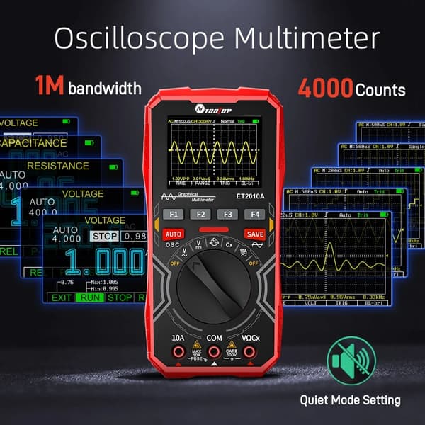 Oscilloskop Multimeter, 2 i 1 Design, Hög hastighetssampling,ET2010A