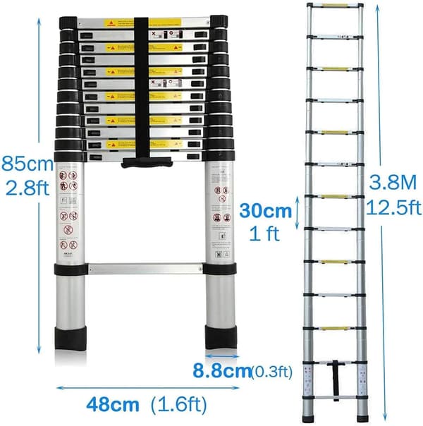 Teleskopstege, Lättviktig, Hög Lastkapacitet,3.8 m 12.5FT
