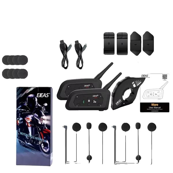Motorcykel Intercom, 800M Räckvidd, Bluetooth Anslutning,2PCS med 1 EUC