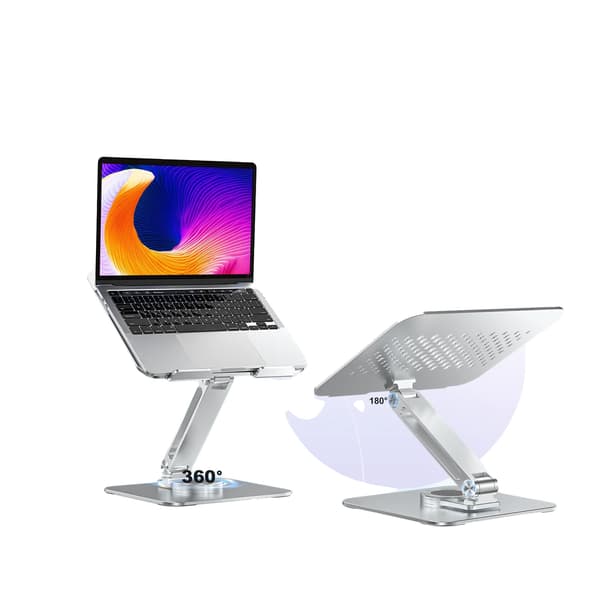 Bärbar datorhållare, justerbar höjd, 360° roterbar design,Silver