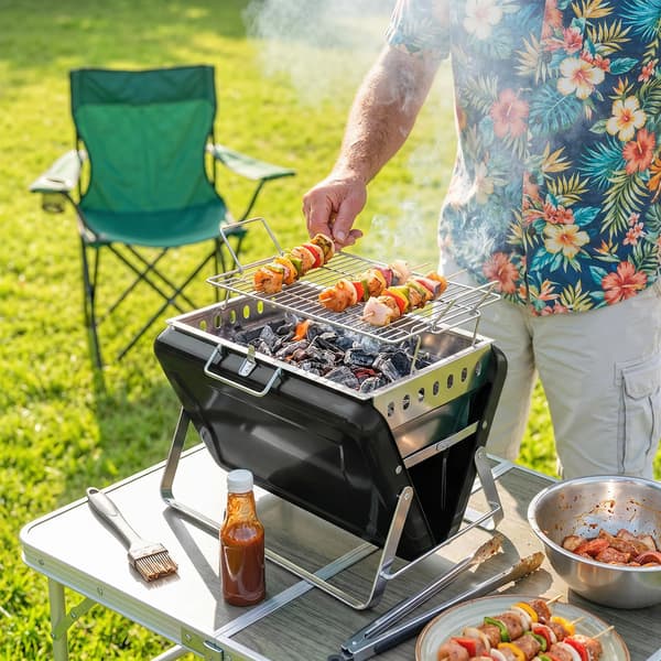 Kolgrill, Bärbar Design, Lätt Hantering,svart