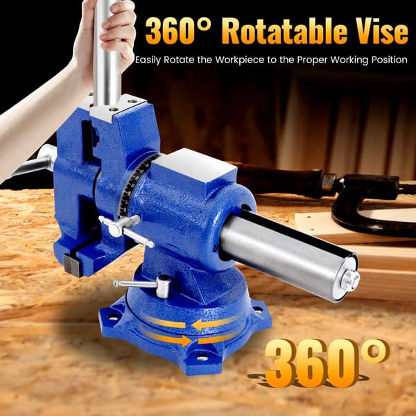 Bänkpress, 360° Rotation, 100mm Käftöppning,mörkblå