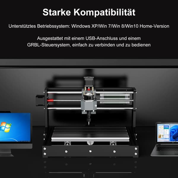 CNC Graveringsmaskin, 300mm × 180mm × 45mm Engagemangsarea, 0,01mm Noggrannhet, Stöder GRBL-programvara, 7 kg Vikt, Snabb montering på 15-30 minuter