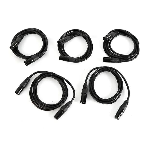 DMX Kabel, 5-Pak, 3-Pins XLR Forbindelse,sort