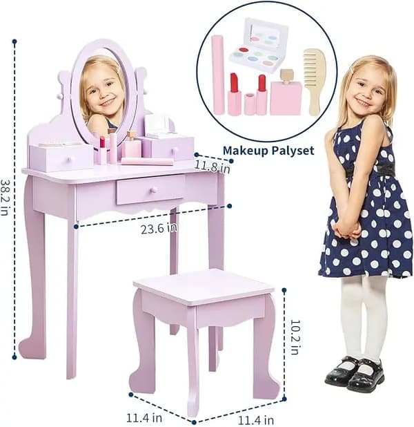Sminkset, Sminkbord, Pall Ingår,lila