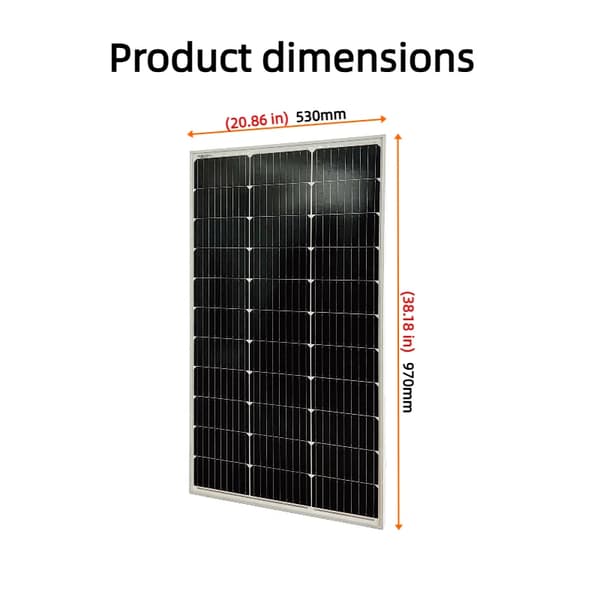 Solpanel, 100W Output, Holdbar Monokrystallinsk Design,100W 2PCS