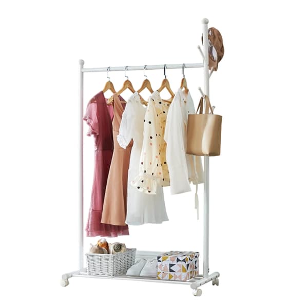 Klädhängare, 360° Rörlighet, Modern Design,Vit-a, 105cm bredd