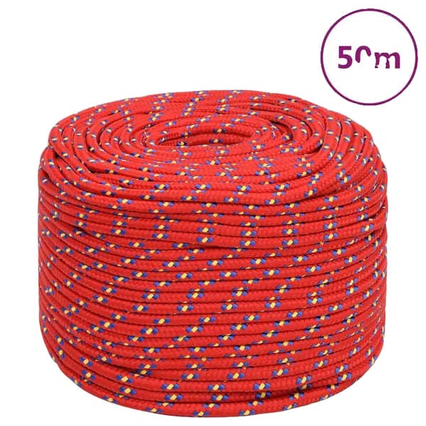 Rep, Polypropenmaterial, 50 Meter Längd,Röd