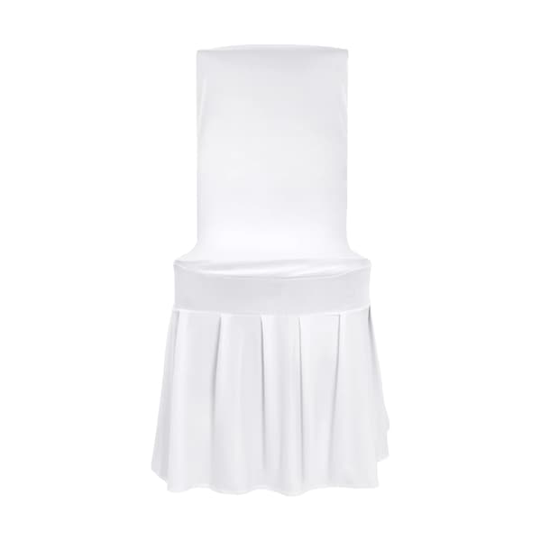 Stolsöverdrag, Elegant Fållad Design, Hållbart Tyg,VIT