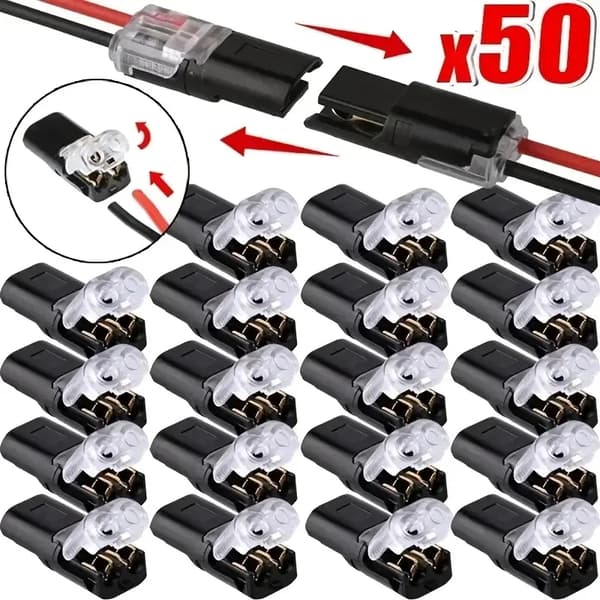 Ledningsforbindelser, 2-Pins, Nylonisoleret Kobber,Panel Connector-b, 50Pcs
