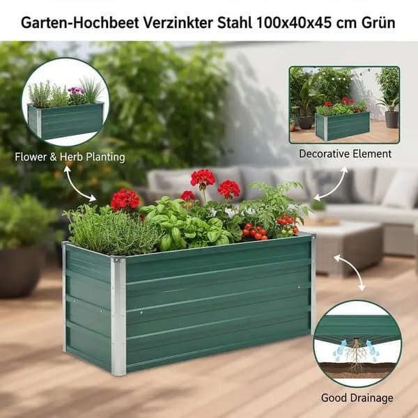 Planter, Galvaniseret Stål, Holdbar Konstruktion,grøn