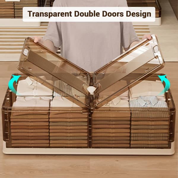 Förvaringslåda, Plastmaterial, Extra stora dimensioner, Dammtålig funktion, Fällbar design, Rullfunktion