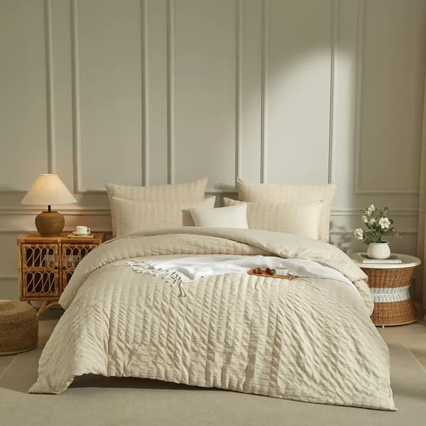 Sängkläder, Mjuk Mikrofiber, Lättskött Design,Beige, set