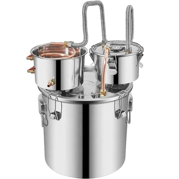 Vattendestillator, Rostfritt Stål, Två Kondensationskärl, Silver