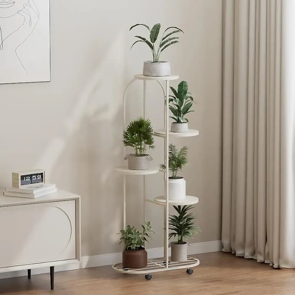 Växtställning, Smidesjärn, Mobil Design,vit 5tier