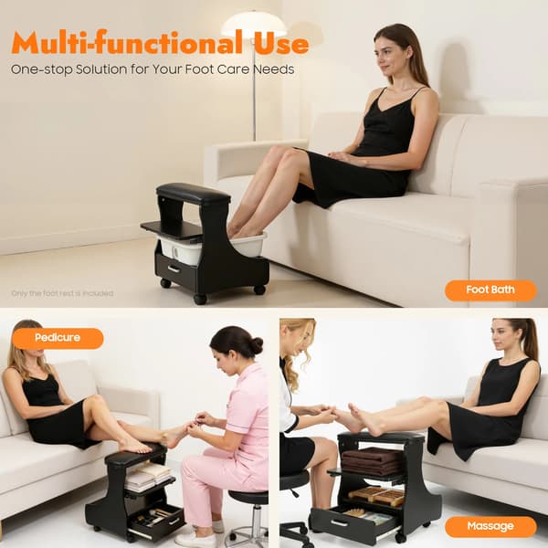 Pedicure Fodstøtte, 3 Niveauer, Mobil Design,sort