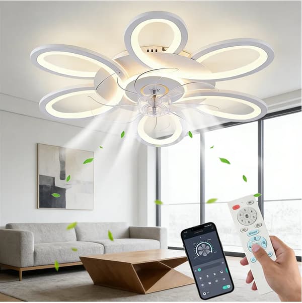 Loftventilator, Smart Kontrol, Dæmpbar LED Belysning,HVID