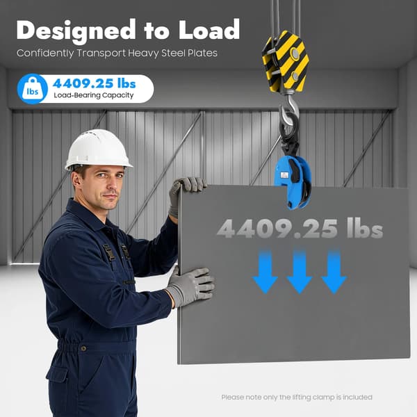 Stålplåtlyftklämma, 2 ton kapacitet, kraftig design,Blå