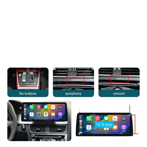 Auton multimedia-näyttö, langaton CarPlay, Android Auto,12.3 LHD AUTO EI GPS