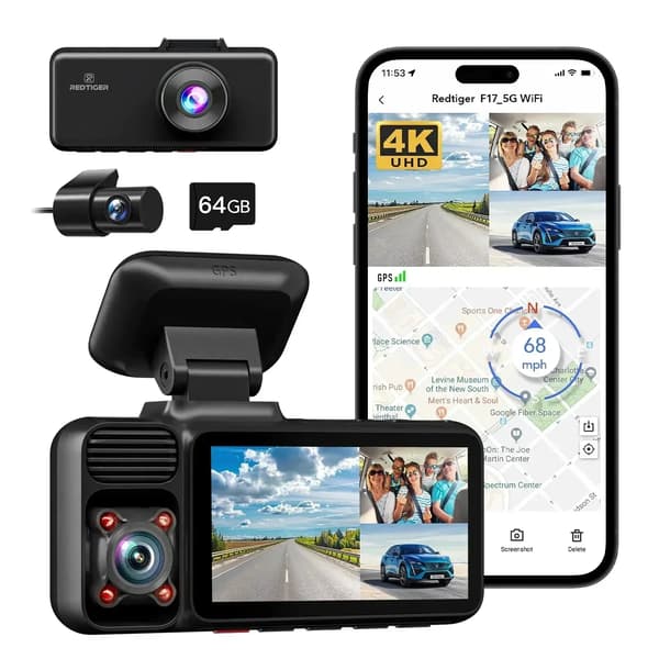 Dashkamera, Dobbeltkamera System, 4K Opløsning,64G, ingen HW kit