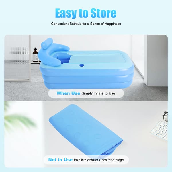 Uppblåsbar Badkar, Ergonomisk Design, Bärbar & Fällbar,Blå