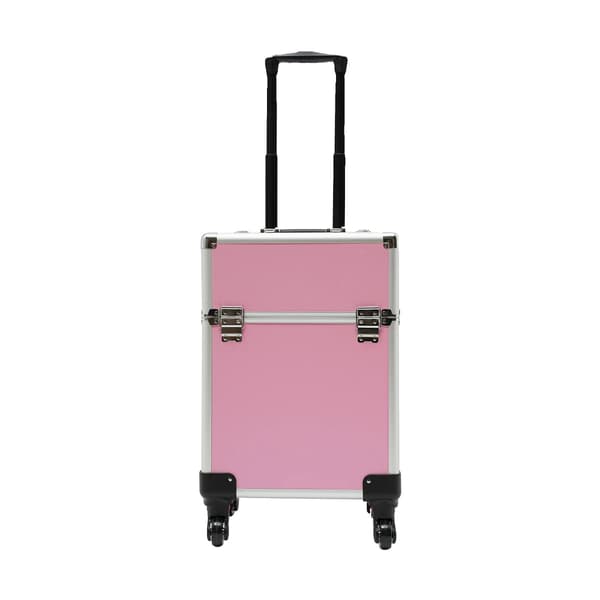 Makeup Train Case, Aftagelige Hjul, Stor Opbevaring,Pink