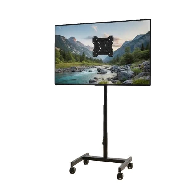 Universell Rullande TV-ställning, Bärbar Design, Stöder Platta & Böjda TV-apparater,svart