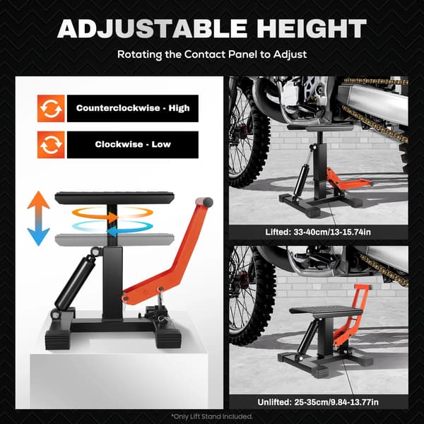 Motorcykellift, kraftig stål konstruktion, justerbar højde,sort