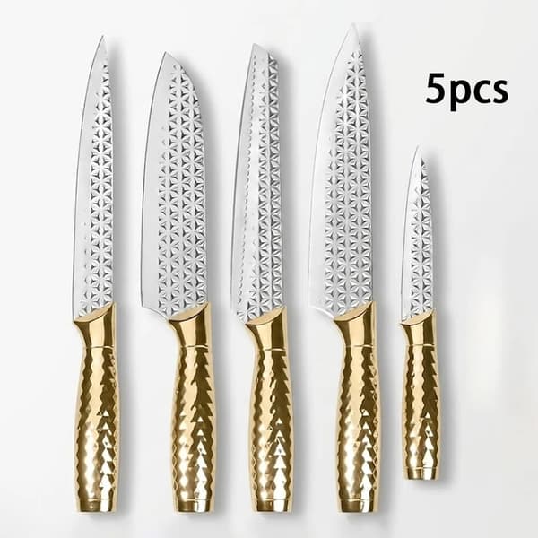 Kokkekniv Sæt, Rustfrit Stål, Professionel Kvalitet,5pcs