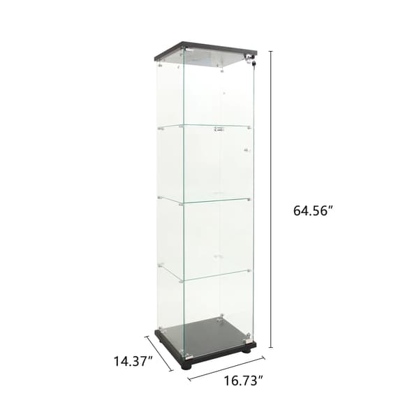 Glas Vitrineskab, Moderne Stil, LED Lys,Sort 1DørsTaplys