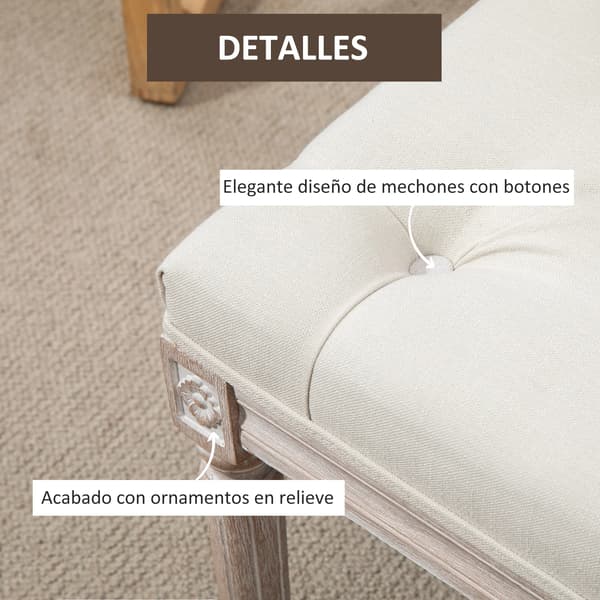 Sängbord, Klädd Design, Robust Trästruktur, Beige