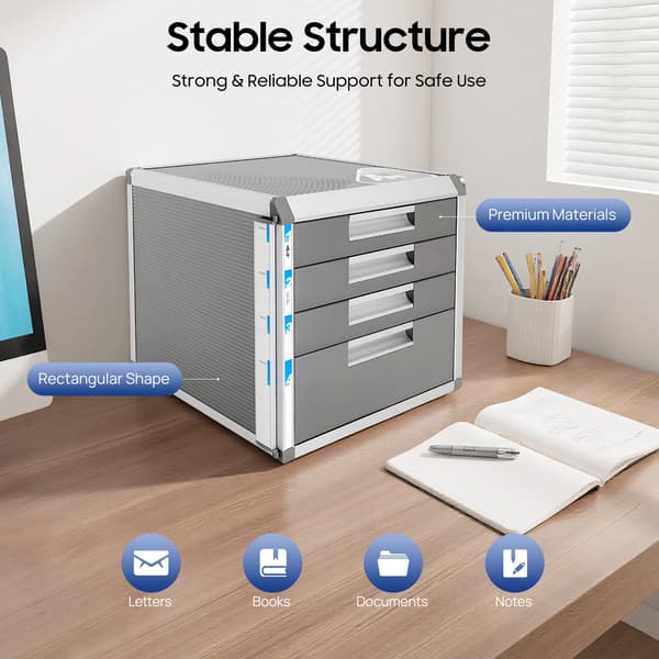 Skuffeorganisator, Desktop Design, Låselig Sikkerhed,GRÅ